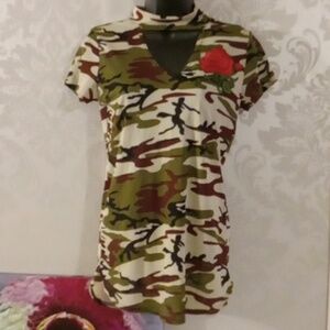Topia Camo Sheer Top S
